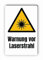 Warnzeichen (W004) Warnung vor Laserstrahl - Eckiges Warnschild mit Text - Warnschild mit Text - nach DIN EN ISO 7010