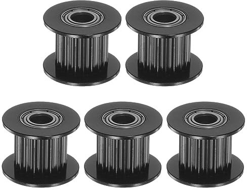 sourcing map 5Stk 2GT Umlenkrolle 20 Zähne 5mm Bohrung 18mm Durchm. Aluminum Zahnriemen für 10mm Breite Gürtel 3D Drucker CNC Maschine Zubehör Schwarz