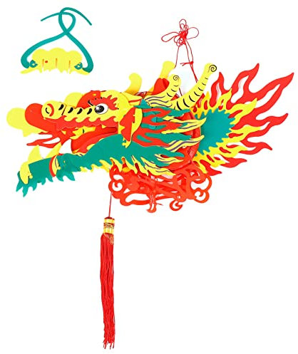 VICASKY Chinesische Neujahrs-Drachen-Girlande Hängende Dekoration 3D-Laternenornament Aus Kunststoff Für Frühlingsfest Urlaub Weihnachten Gastgeschenke 1 5 Dekorpapier Ornamente