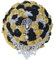 Handgefertigter Luxus-Brautstrauß, große Seidenrose, mit Satinband, Perlen, Strass, für Braut, Vintage-Stil, königlicher Hochzeitsstrauß (schwarz + goldfarben)