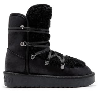 D.Franklin Botas Australianas con Forro Exterior de Pelo Mujer Nordic Fur en Negro - Botas para Mujer - Moda casual Mujer (Talla 39)