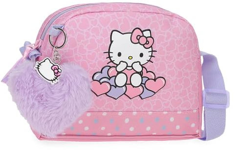 Hello Kitty Hearts & Dots, astuccio scolastico, a tracolla, realizzato in poliestere, Rosa, Tracolla Kitty