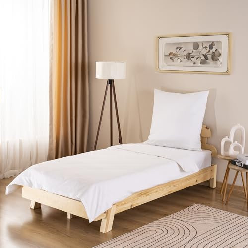 GD Home %100 Baumwolle Bettwäsche Set / 1 Hochwertige Atmungsaktive Renforce Bettbezug 135 x 200 cm + 1 Kopfkissenbezug 80 x 80 cm / 2teilig Deckenbezug/Weiß