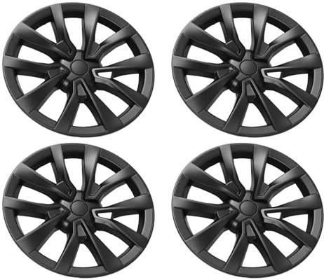 Radkappen-Radkappen, 4er-Pack 18-Zoll-Radfelgenabdeckungs-Radkappen, Ersatz-Nabenkappe Im OEM-Stil Zum Aufstecken für PKW, LKW, SUV, für Modell 3 2017 Bis 2023 (Matt-schwarz)