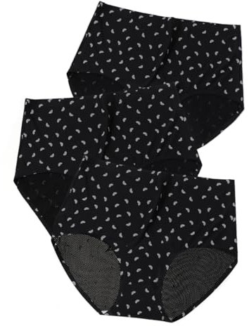 Yintry Damen-Unterwäsche mit hoher Taille, Nahtloser Slip, Eisseiden-Slip, atmungsaktives Netz-Höschen, Damen-Slip mit vollständiger Abdeckung, 3er-Pack
