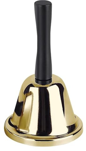 GGTTNRT Handglocke Glocke Schule, Metalltee Rezeptionsklingel, Lauter Anruf Handglocke, für Restaurant, Hotel, Küche, Bar und Weihnachtsmann (Golden)