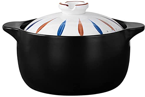 Pentola in ceramica Casseruola in ceramica, pentola in gres da cucina con coperchio colorato, pentola rotonda antiaderente in terracotta, pentola per brodo, padella per stufati, B, 3,3 l, pentole (B 3