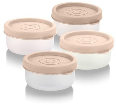 Condiment Cups Containers with Lids- 4 pk. 1.3 oz.Salad Dressing Container to go Small Food Storage Containers with Lids- Sauce Cups Leak proof Reusable Plastic BPA free for Lunch Box Picnic Travel