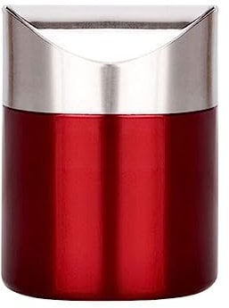 BDSHGRDH kitchen bin， Stainless Steel Desktop Trash Bin Waste Can with Swing Lid Mini Desk Garbage Basket Dirt DustBin Car Accessories, Wine red(Wine red)