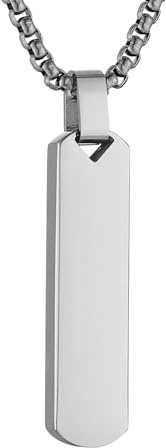 HZMAN Silber Bar Anhänger Halskette für Herren Hochpolierte einfache coole Edelstahl vertikale Cuboid Bar Halskette Schmuck Geschenk