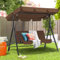 UNIONLINE Garden Swing Chair, Outdoor 3-Seat Glider Porch Bench with Removable Cushion and Adjustable Shade, Garden Swing Chairs for Poolside,Backyard (Brown)