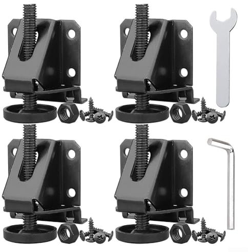 Verstellbare Möbelbein-Nivellierer, robuste Schrank-Nivellierfüße, Schloss, für Schränke, Tische, Werkbänke, Schwarz, 4 Stück
