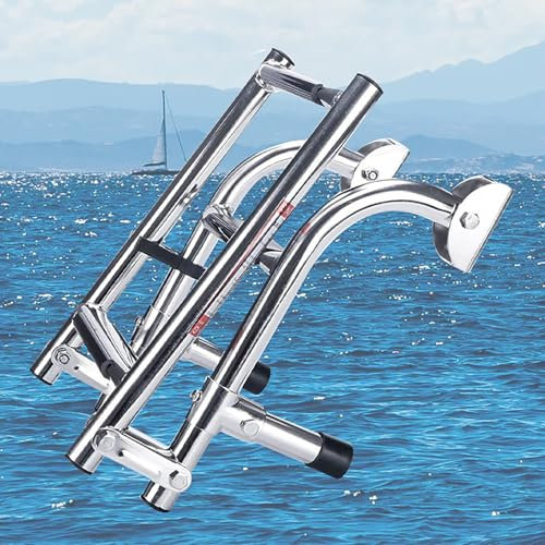 Echelle de Piscine à 3/4 Marches en Acier Inoxydable, Escalier de Piscine Hors Sol avec Pédales Antidérapantes, Mains Courantes, pour Piscine Enterrée et Hors Sol,Argent,3 Step