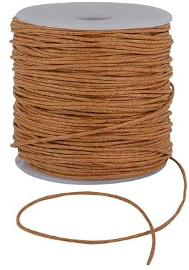 1mm Waxed Cord for Bracelet and Necklace Making - Durable Macrame Cord, Scoobies Strings, and Leather Necklace Cord - Perfect Bracelet String for Beads and Friendship Bracelets String (Tan, 10)