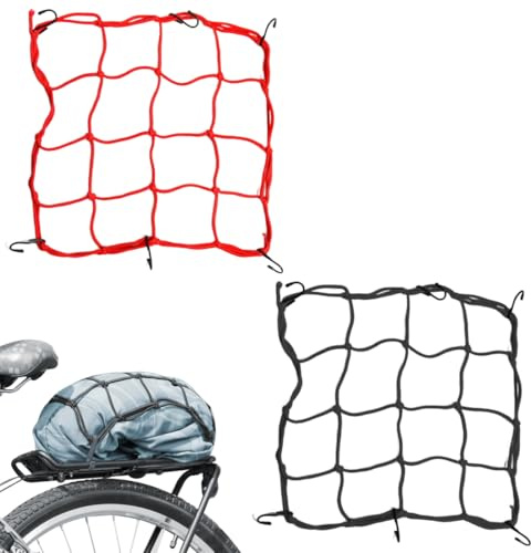 GXGM 2 Pezzi Rete Dlastica Moto Portapacchi, Ragno Elastico per Casco, Bicicletta, Corde Elastiche con Ganci(40 x 40 cm)(2 Colori)
