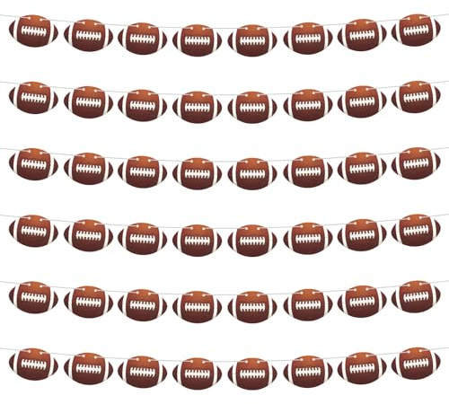 6stk American fußball Banner Dekorationen, Vorgefädelt Fußball Girlande Sportthema-Banner für Geburtstagsfeier Ausstattung Zuhause Dekorationen Spieltag Party Gefälligkeiten