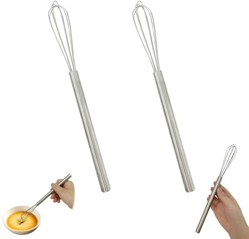 2 Pezzi Mini Frullino in Acciaio Inossidabile, Piccolo Becco per Tazze, Frullino da Cucina Compatto per Schiumare, Sbattere e Agitare Crema, Robusto e Leggero