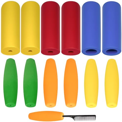 12 Pcs Foam Grip Tubing, 6 Sizes Foam Handle Sleeve, Built up Grip Aid for Utensils, Non-Slip Foam Grip Tubing Cover, Built up Grip Aid for Elderly Disabled Arthritic Handicapped Etc