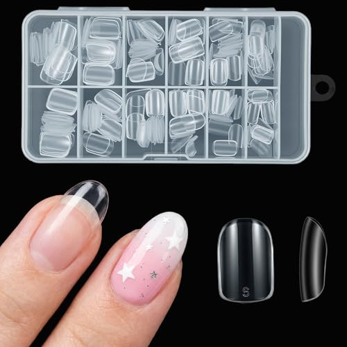 240pcs Fake Nails Clear Press On Nails for Kids Short Oval Nail Kids with Storage Box, 10 Sizes Soft Gel Tips for Little Girls 9-12 Years