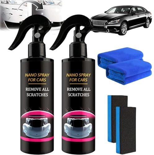 Nurafix Verre Liquide Carrosserie,Anti Rayure Voiture Carrosserie,Spray Revêtement Céramique et Protection Voiture Crystal Coating Spray,Nano Anti-Rayure pour Entretien et Brillance (2Set)
