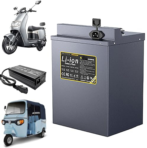 HJGHY Batería para Motocicleta de 48V, 20Ah, 30Ah, 40Ah, 50Ah, 60Ah, 70Ah, 80Ah. Batería de Litio integrada de 48 voltios para Scooter/ciclomotor/Triciclo. Baterías de 48V con Cargador,48v15ah