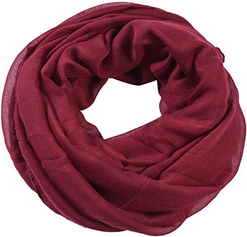 Miobo Loop Schal Crinkle Schal Halstuch Unifarbe 70 x 180cm Frühling Sommer Herbst Rund Weinrot