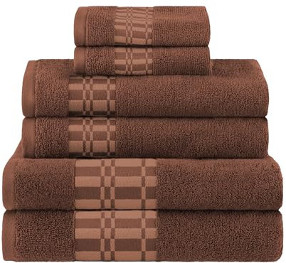 Superior Larissa-Parent Juego de Toallas, Algodón, Chocolate, 6 Piece Towel Set