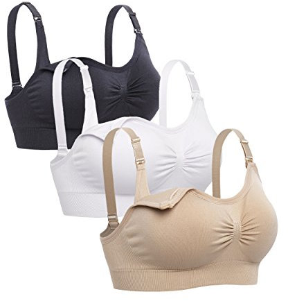 Lataly Womens Seamless Nursing Bra Sleeping Maternity Bralette for Breastfeeding, 3ps/Blbewh, Large 36D 36DD 38C/D 38DD 40B/C/D