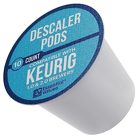 Essential Values 10-Pack of Cleaning Cups for Keurig K-Cup Machines Including 2.0 Compatible, Safe & Effective Coffee Machine Cleaner/Non-Toxic - Proudly Made in USA