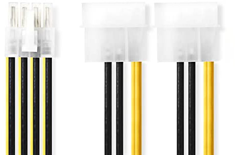 Nedis CCGP74400VA015 Stromkabel intern 0,15 m – Stromkabel intern (0,15 m, Molex (2-polig), EPS 8-polig, männlich/männlich, Stecker, gerade, rechts)