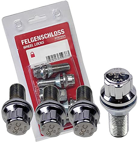 Felgenschloss Typ B - M12x1,25-28 mm zweiteilig - L: SW 17 - Kegel 60°