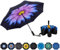 NOORNY Umgekehrt Regenschirm Doppellagig Automatisch Falten Reserve Regenschirm Winddicht UV Schutz Für Regen Auto Reisen Outdoor Herren Damen Lila Blume