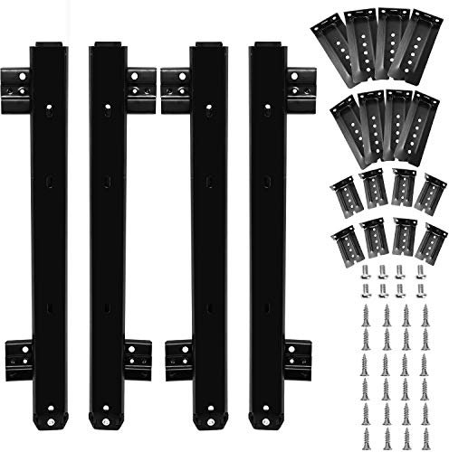 KINJOEK 4 PCS 14 Inch Under Desk Keyboard Tray Rails Slides, Adjustable Height Heavy Duty Ball Bearing Keyboard Mount Track, Black