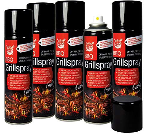 Boyens BBQ Grillspray 200ml - Schützt Edelstahl und Gusseisen vor Korrosion - Geschmacksneutral - Zum Grillen und Braten (5er Pack)