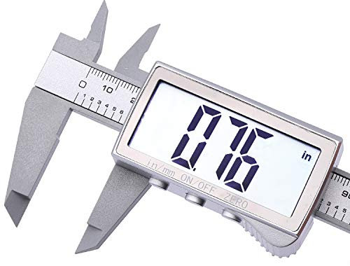 KATSU Calibro Digitale 150mm Display Grande da 6 Unità Imperiali e Metriche Conversione di Frazioni Strumento di Misurazione Elettronico a Corsoio in Fibra di Carbonio in Custodia di Plastica