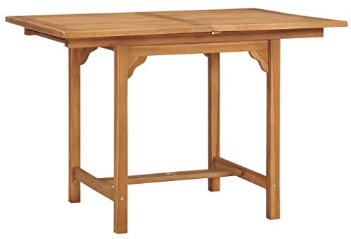 Tidyard Ausziehbarer Gartentisch Massivholztisch Küchentisch Esstisch (110-160)×80×75 cm Mit Schirmloch,Couchtisch Kaffeetisch Balkontisch Esstisch Küchen-Tisch von 110 bis 160 cm,Massivholz Teak