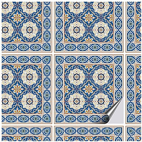 FoLIESEN 16 Fliesenaufkleber + Rakel - 15x15 cm - Fliesen-Folie Bad - Klebefolie Küche, .:Orientalische Azulejos