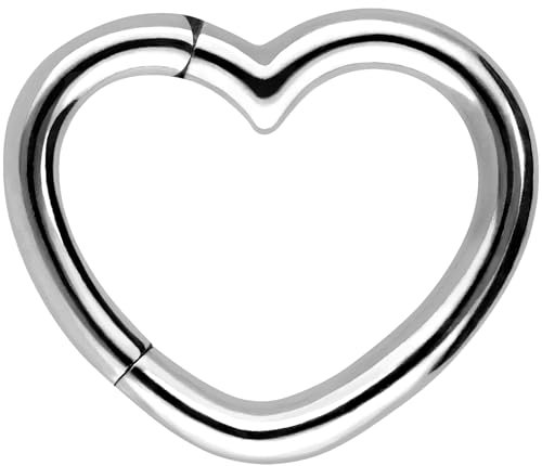 PIERCINGLINE Segmentring Clicker Herz Chirurgenstahl Piercing Ohr Helix Daith Farbe: Silberfarben
