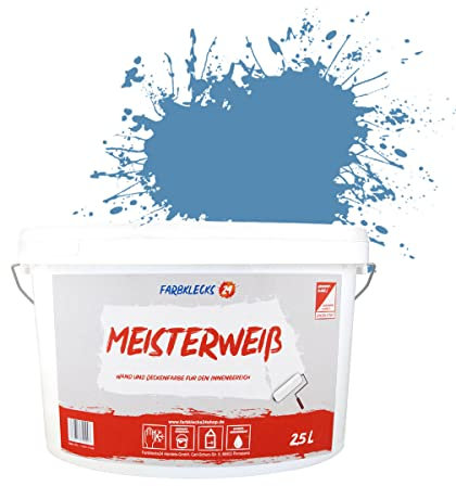 Farbklecks24 Meisterweiß Color, Wandfarbe Blau 6-3 (2,5L),(versch. Farben),hohe Deckkraft