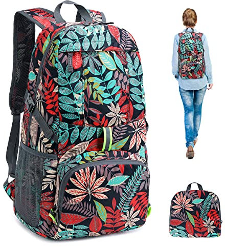 Luckits Packbarer Rucksack 35L Ultraleichter Faltbarer Rucksack Für Männer Frauen Wasserdicht Wandern Daypack Sicheres reflektierendes Design Wanderrucksack für Outdoor Camping Wandern Reisen