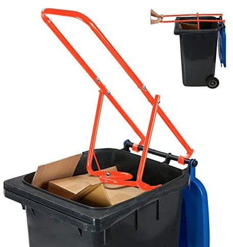 Relaxdays Compacteur déchets, pour Poubelle, écraseur Ordure, Non Recyclable, 41x35x95cm,Plastique, Manuel, Acier, Rouge