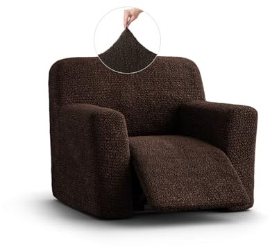 PAULATO - Stretchhusse für Relaxsessel Sesselbezug 1 Sitzer, Mikrofasergewebe, Kratzfest, maschinenwaschbar, patentierte WavyTech-Technologie - Made in Italy - Braun