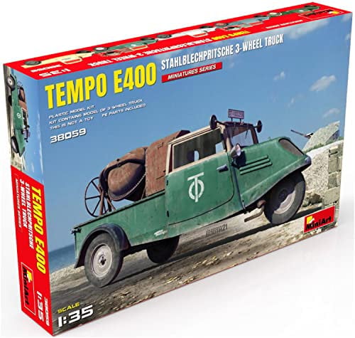 Mini Art 38059 1:35 1:35 Tempo E400 Sheet Steel Plate, 3-Wheel, Faithful Replica, Model Building, Plastic Kit, Truck Kit, Car Kit, Kit for Adults