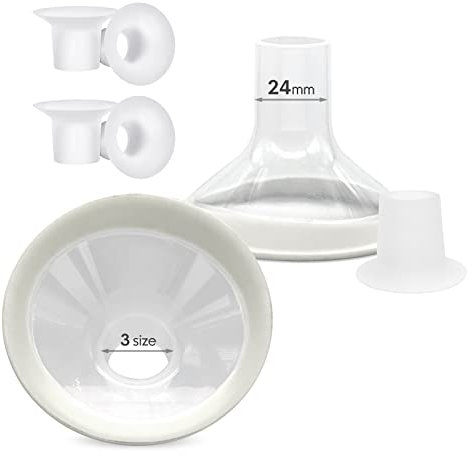 MompMuir 17mm 19mm 21mm Flange Inserts (6 PCS) Compatible with Lansinoh/Medela/Spectra Breast Pump, and 24mm Flange Shields (2 PCS), Replacement Pump Parts, Pump Flanges, Breast Pump Accessories