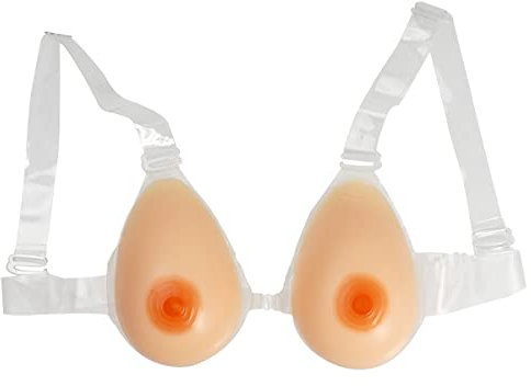 ELMIKA Strap on Silicone Breast Forms Fake Boobs with Straps for Mastectomy Crossdresser Transgender Cosplay D Cup 1000g/Pair