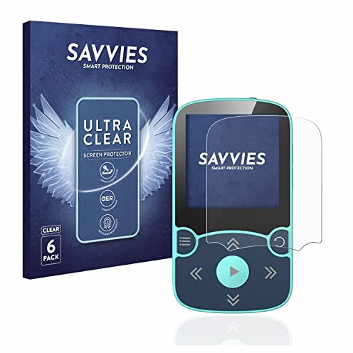 Savvies 6 Stück Schutzfolie für AGPtek A65X MP3 Player with clip Displayschutz-Folie Ultra-Transparent