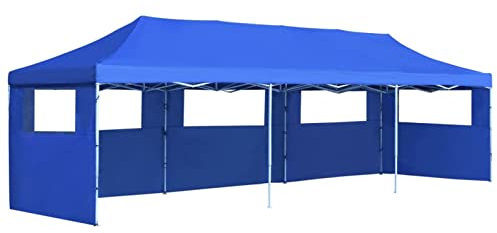 ZEYUAN Faltzelt Partyzelt Pop-Up mit 5 Seitenwänden 3 x 9 m Blau Pavillon, Faltpavillon, Gazebo, Überdachung Garten, Sonnenschutz Zelt, Poolzelt, Pop Up Zelt, Pergola
