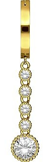 PIERCINGLINE Titan Bauchnabelclicker Bogen mit 5 Kristallen Bauchnabelpiercing Belly Piercing Goldfarben
