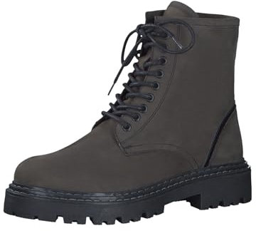 MARCO TOZZI stivaletti da donna in pelle con allacciatura e zip color marrone (anthracite n.c) 41 EU