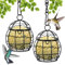 OFFCUP Fat Ball Bird Feeder, 2pcs Metal Fat Ball Bird Holder, Hanging Bird Feeder Holder Spherical with 2 S-shaped hooks for Outdoor Garden Wildlife Birds Finch Sparrow Robin (Black)